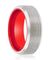 Casper Beveled Brushed Tungsten Carbide Ring For Men Red Inside - 8mm