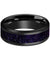 Ceramic Black Wedding Ring Purple Goldstone Inlay Beveled Polished Finish - 8mm