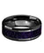 Ceramic Black Wedding Ring Purple Goldstone Inlay Beveled Polished Finish - 8mm