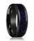 Ceramic Black Wedding Ring Purple Goldstone Inlay Beveled Polished Finish - 8mm
