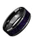 Ceramic Black Wedding Ring Purple Goldstone Inlay Beveled Polished Finish - 8mm