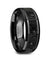 Ceramic Wedding Ring Black & Gray Lava Rock Stone Inlay Beveled Polished Finish 6mm 8mm