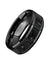 Ceramic Wedding Ring Black & Gray Lava Rock Stone Inlay Beveled Polished Finish 6mm 8mm