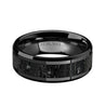 Ceramic Wedding Ring Black & Gray Lava Rock Stone Inlay Beveled Polished Finish 6mm 8mm