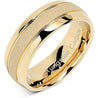 Chadron Beveled Tungsten Ring For Men Yellow Gold Inlaid SandBlasted Center 8mm