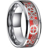 Chester Men’s Steampunk Gear Wheel Red Carbon Fiber Inlay Tungsten Ring - 8mm