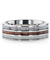 CHICO Wood Inlaid Titanium Wedding Ring White Double Deer Antler Edges - 8mm