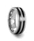 CLANTON Tungsten Wedding Band With Dual Offset Black Ceramic Inlays - 8mm