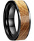 Clovis Flat Black Tungsten Carbide Ring Whiskey Barrel Oak Wood Inlay - 8mm