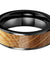 Clovis Flat Black Tungsten Carbide Ring Whiskey Barrel Oak Wood Inlay - 8mm