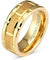 Columbus Grooved Brushed Tungsten Carbide Ring Yellow Gold Brick Pattern - 8mm