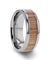 COLUMBUS Red Oak Wood ITitanium Wedding Band With Beveled Edges - 8mm