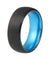 CONROE Men’s Domed Black Tungsten Carbide Ring with Aqua Blue Inside - 8mm