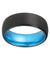 CONROE Men’s Domed Black Tungsten Carbide Ring with Aqua Blue Inside - 8mm