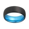 CONROE Men’s Domed Black Tungsten Carbide Ring with Aqua Blue Inside - 8mm