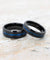 Corey Black & Blue Tungsten Wedding Band Ion Plated Stripe and Beveled Edges 6mm 8mm