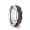 CORTEZ Black Walnut Wood Inlaid Titanium Men’s Ring With Beveled Edges - 8mm