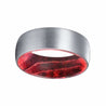 DALLAS Domed Men’s Tungsten Ring with Black/Red Box Elder Wood Sleeve 8mm