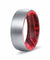 DALLAS Domed Men’s Tungsten Ring with Black/Red Box Elder Wood Sleeve 8mm