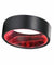 DALLON Flat Black Tungsten Ring with Red/Black Box Elder Wood Sleeve 8mm