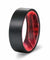 DALLON Flat Black Tungsten Ring with Red/Black Box Elder Wood Sleeve 8mm