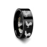 DANA Rooster Print Engraved Flat Black Tungsten Carbide Ring - 4mm - 12mm