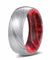 DANNON Domed Damascus Steel Ring with Black/Red Box Elder Wood Sleeve 8mm