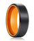DELTA Beveled Black Brushed Tungsten Carbide Ring Orange Inside 6mm & 8mm
