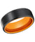 DELTA Beveled Black Brushed Tungsten Carbide Ring Orange Inside 6mm & 8mm