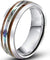 Dennis Abalone Shell Koa Wood Inlay Domed Tungsten Carbide Wedding Ring - 8mm