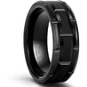 DENVER Mens Tungsten Black Brick Pattern Brushed Finish Engagement Ring 8mm