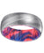 DEO Brushed Damascus Steel Ring with Red & Blue Box Elder Wood Sleeve 8mm