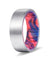 DEZSO Men’s Pipe Cut Tungsten Ring with Blue & Red Box Elder Wood Sleeve 8mm