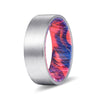 DEZSO Men’s Pipe Cut Tungsten Ring with Blue & Red Box Elder Wood Sleeve 8mm