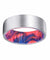 DEZSO Men’s Pipe Cut Tungsten Ring with Blue & Red Box Elder Wood Sleeve 8mm