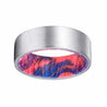 DEZSO Men’s Pipe Cut Tungsten Ring with Blue & Red Box Elder Wood Sleeve 8mm