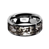 Digital Camouflage Silver Tungsten Wedding Ring Beveled Polished Finish - 8mm