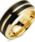 Dillon Grooved Yellow Gold Inlaid Men’s Tungsten Carbide Wedding Band - 8mm