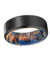 DIOR Men’s Black Tungsten Carbide Ring with Blue & Yellow Box Elder Wood Sleeve