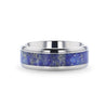 DIXON Men’s Titanium Wedding Ring With Blue Lapis Inlay & Beveled Edges - 8mm