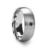 Domed Brushed Tungsten Carbide Ring with Black Diamond Setting Center 6mm & 8mm