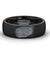 Domed Finger Print Engraved Black Tungsten Wedding Ring With Brushed Center - 8mm