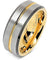 Duxbury Grooved Yellow Golad Inlaid Brushed Center Tungsten Carbide Ring - 8mm