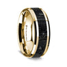 Eamon 14K Yellow Gold Wedding Ring with Lava Inlay Beveled Edges - 8 mm