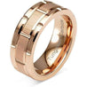 Ecorse Tungsten Rings For Men Wedding Band Rose Gold Brick Pattern Band- 8mm