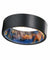 EDEL Black Pipe Cut Brushed Tungsten Ring with Blue & Yellow Box Elder Wood Sleeve
