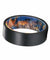 EDEL Black Pipe Cut Brushed Tungsten Ring with Blue & Yellow Box Elder Wood Sleeve