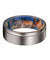 ELIO 8MM Men’s Grooved Tungsten Ring with Yellow/Blue Box Elder Wood Sleeve