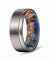 ELIO 8MM Men’s Grooved Tungsten Ring with Yellow/Blue Box Elder Wood Sleeve