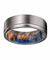 ELIO 8MM Men’s Grooved Tungsten Ring with Yellow/Blue Box Elder Wood Sleeve